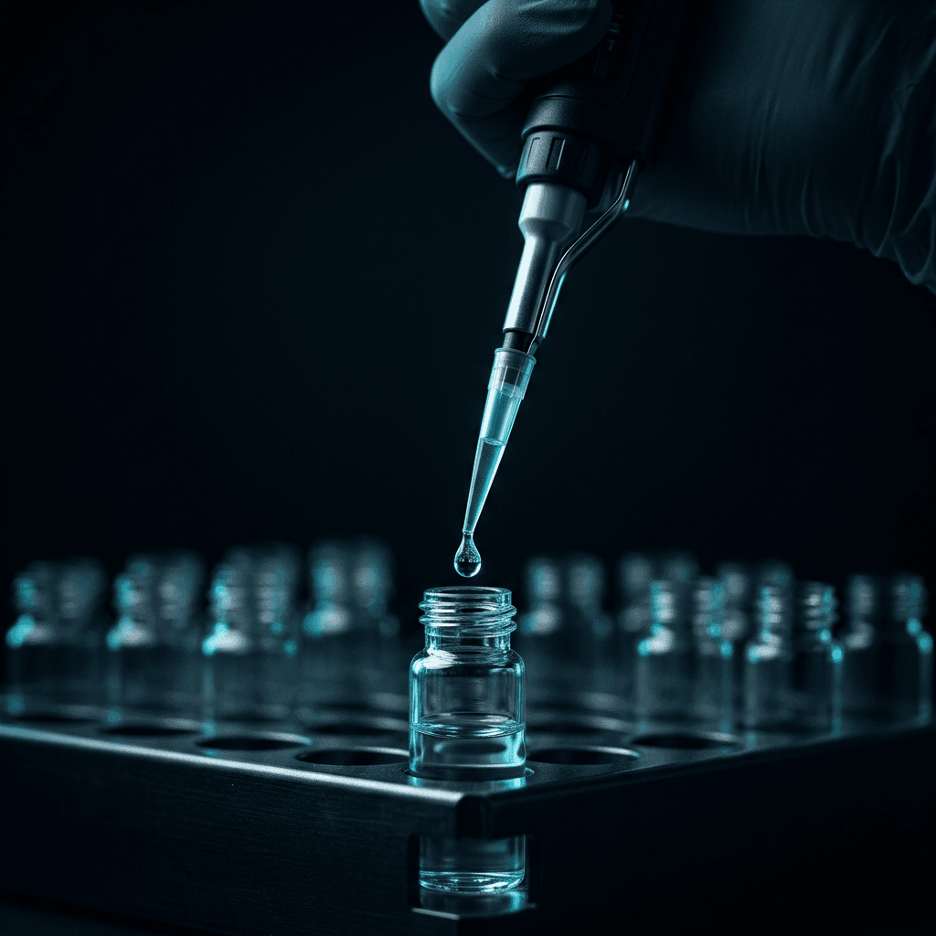 Pipette dispensing into research vials